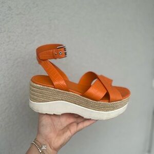 Orange Marc Fisher Platform Sandals
